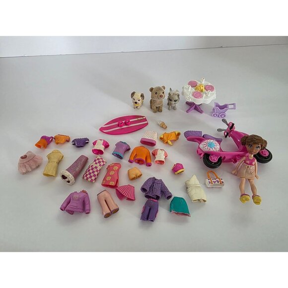 Polly Pocket Doll With Accessories & Outfits Set 33 pc lot - Picture 1 of 7